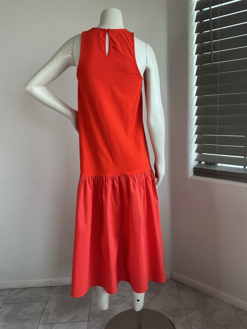 Maeve Anthropologie Coral Sleeveless Drop Waist dress S Dopamine jewel color - Picture 2 of 6